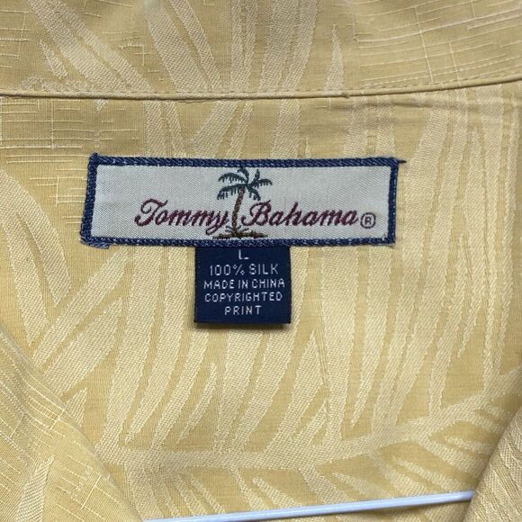 Tommy Bahama Shirt Men's Large Silk Gold Floral Tone on Tone Hawaiian Aloha - Picture 4 of 5